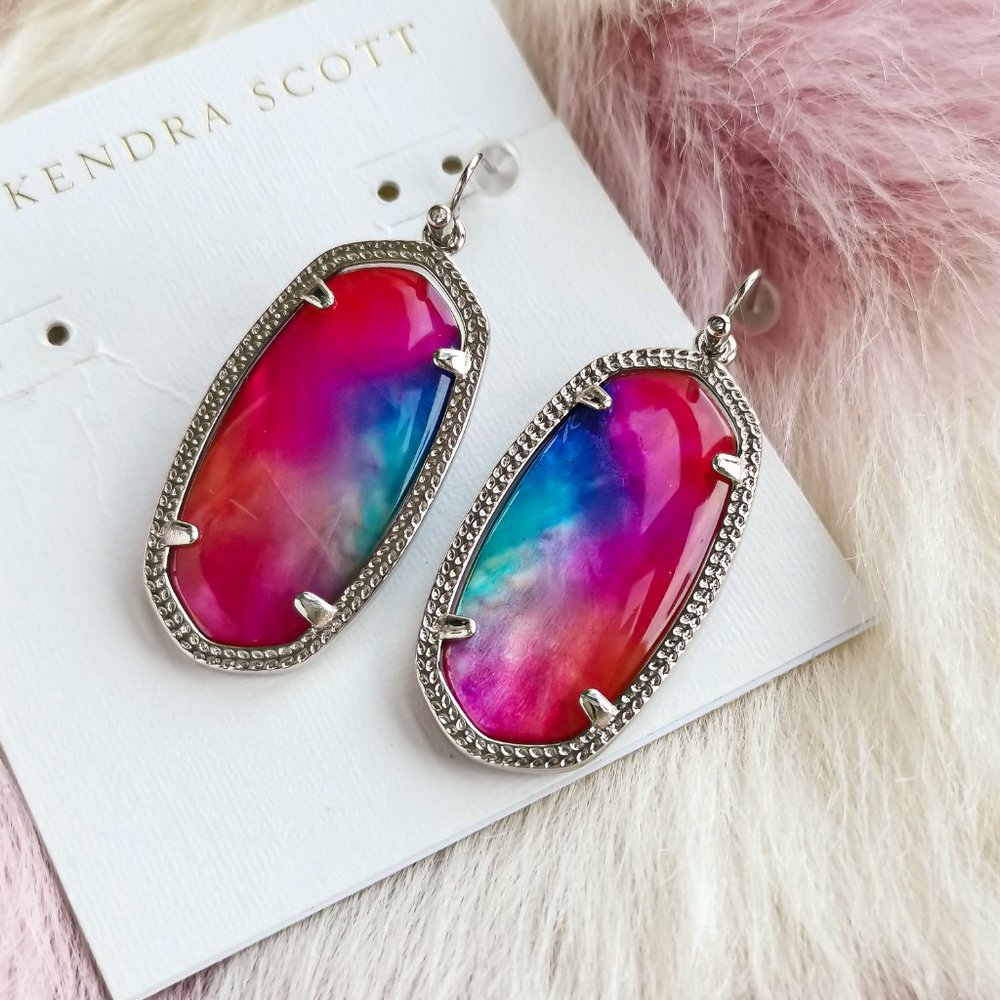 Silver Elle Watercolor Illusion Drop Earrings - Picture 2 of 3